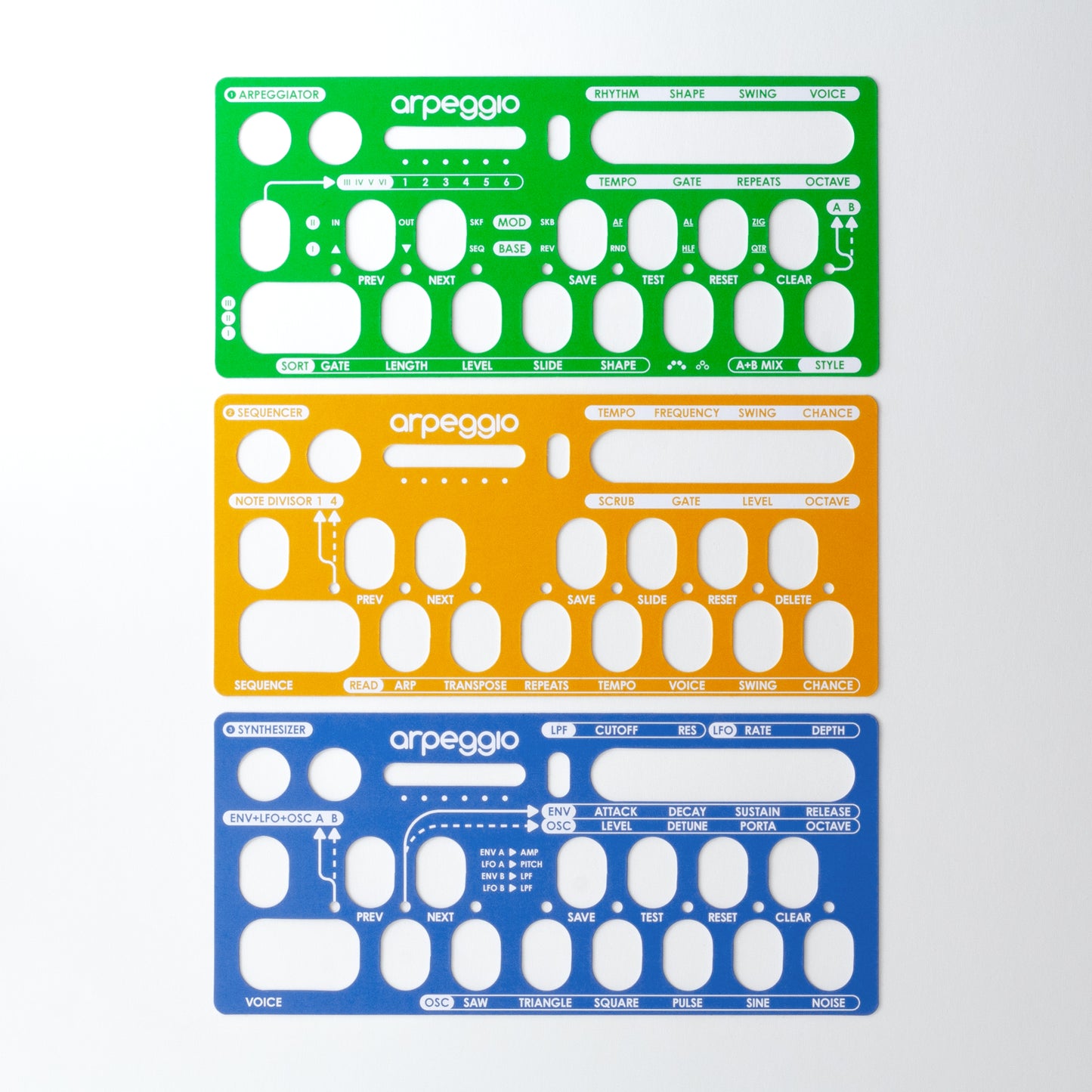 The Arpeggiator, Sequencer, and Synthesizer Overlays that come included with Arpeggio.