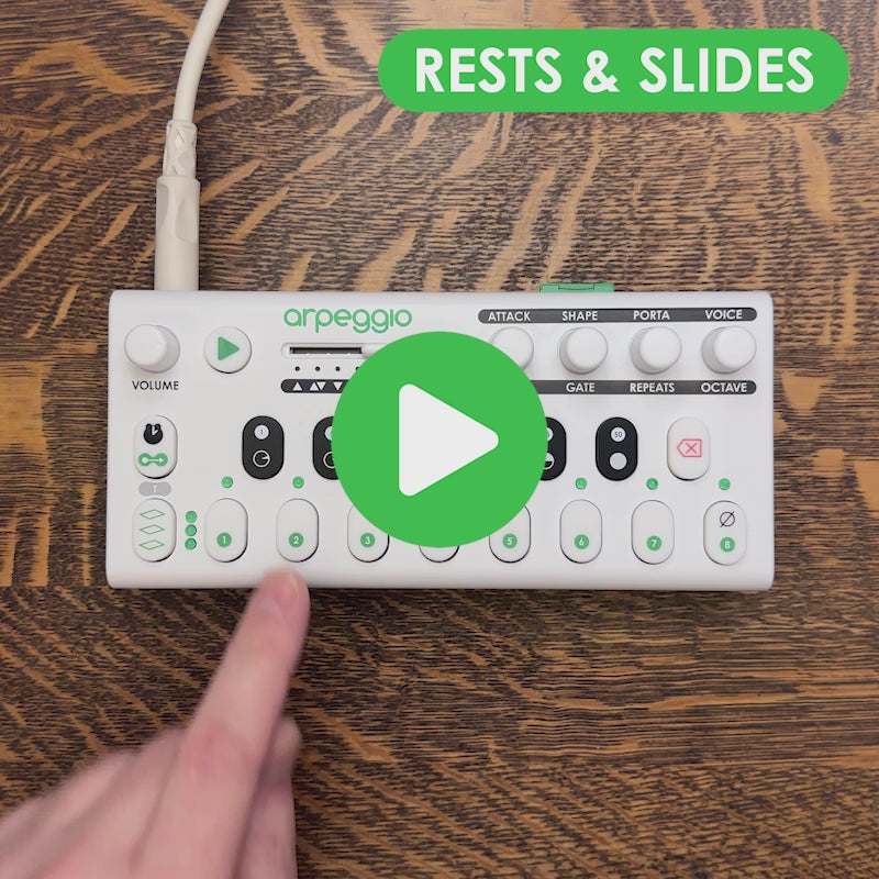 A clip from the Quick Start Video of Arpeggio demonstrating adding rests and slides into a melody.